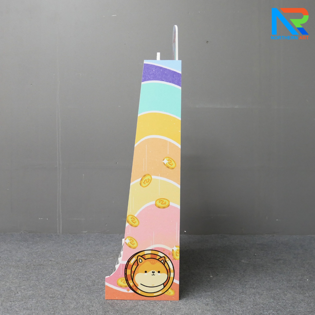 เช่าเกมส์หย่อนเหรียญตั้งโต๊ะ ขนาด (W)50 X (D)20 X (80) cm. วัสดุพลาสวูดหนา 8 มม. พร้อมเหรียญพลาสติกคละสี 10 เหรียญ