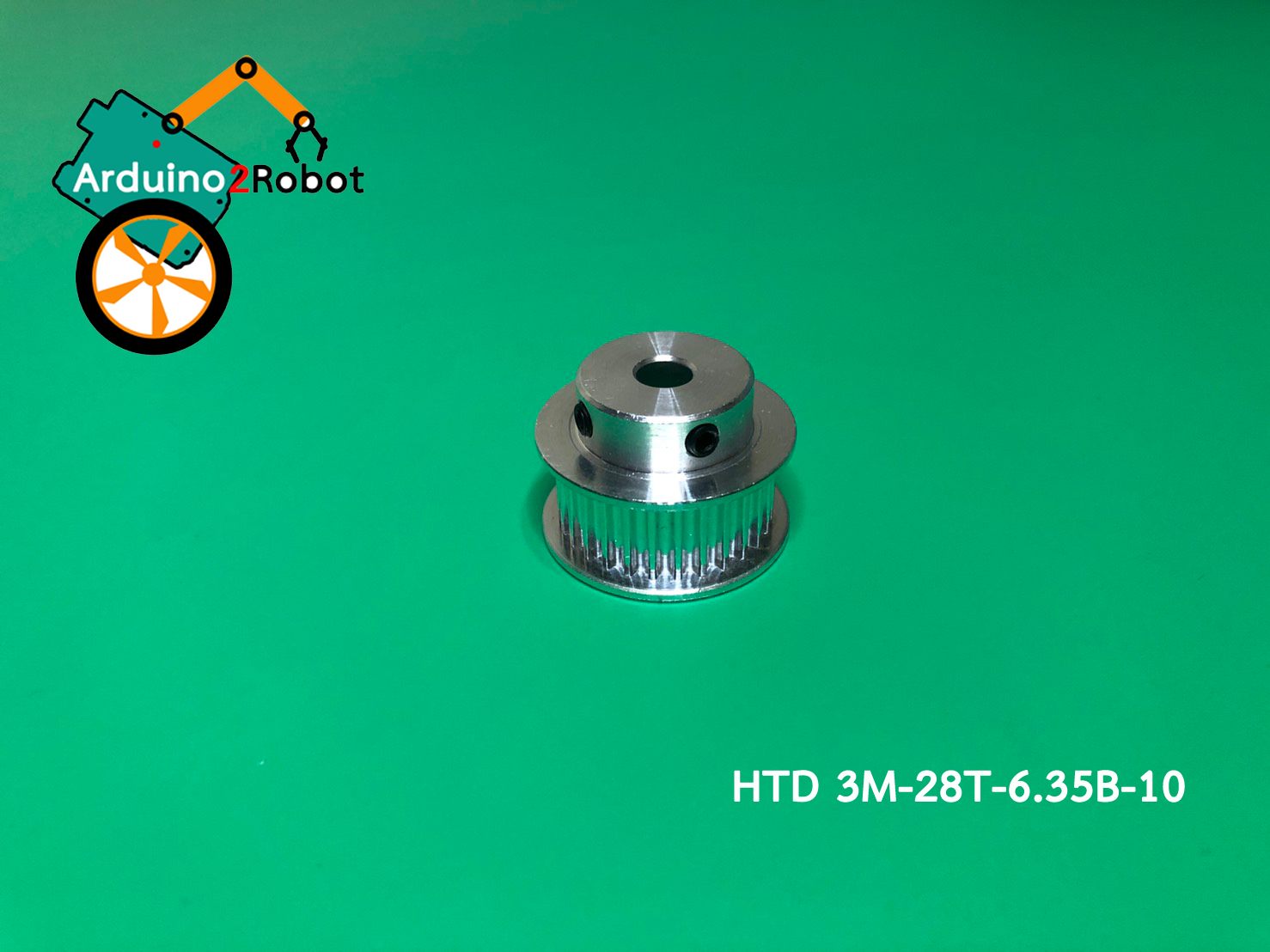 HTD 3M timing pulley 28 teeth bore 6.35mm สำหรับสายพาน 3M belt width 10mm (HTD 3M-28T-6.35B-10)