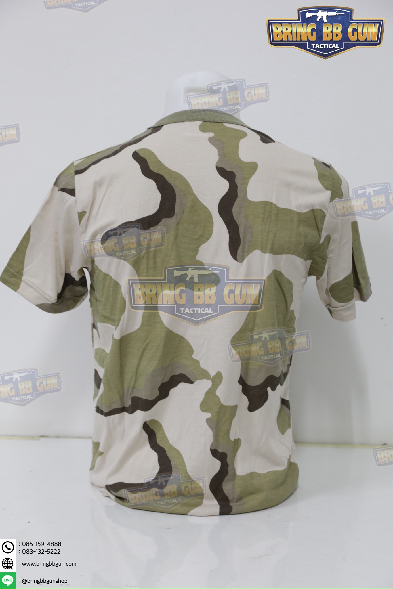 เสื้อยืดคอกลมลายพราง พิมพ์ลาย3D ผ้า TC