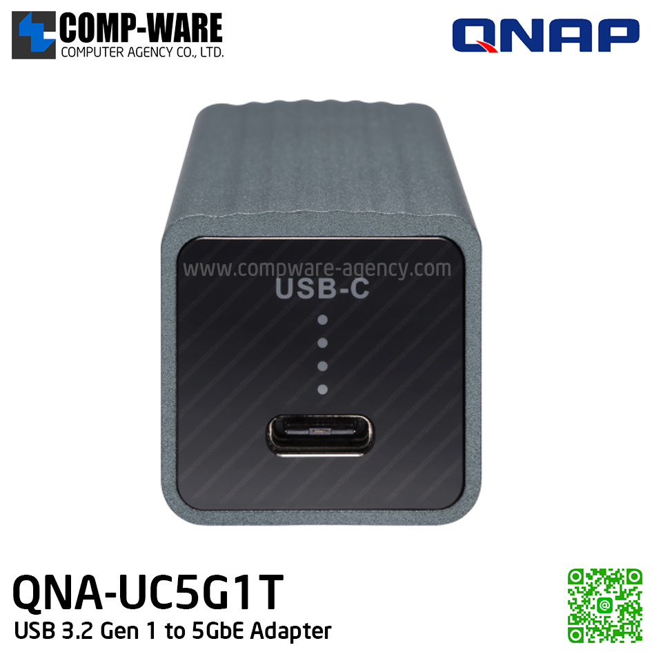 QNAP QNA-UC5G1T USB 3.2 Gen 1 to 5GbE Adapter (รับประกัน 1 ปี) Connect to 5GbE networks over USB 3.2 Gen1