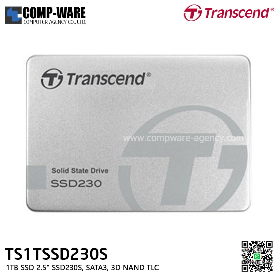 Transcend SSD230S 1TB SSD 2.5" SATA3, 3D NAND TLC TS1TSSD230S - 5Y Warranty