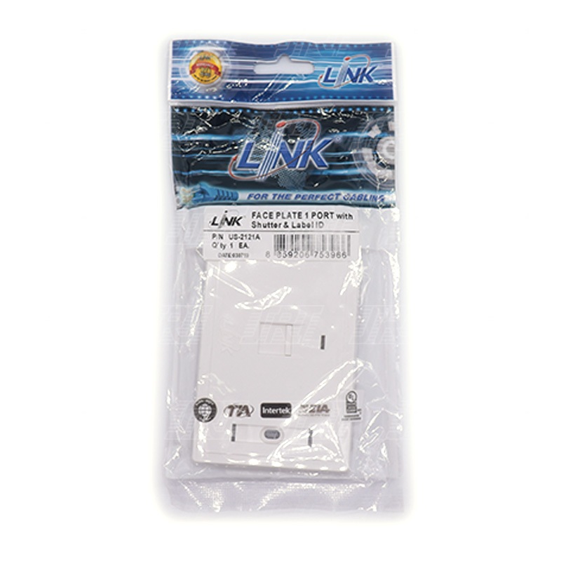 หน้ากาก 1 ช่อง | 06-10-0203 | Link US-2121A FACE PLATE 1 PORT W/SHUTTER ICON& ID NO. | (1ชิ้น /1แพ็ค)