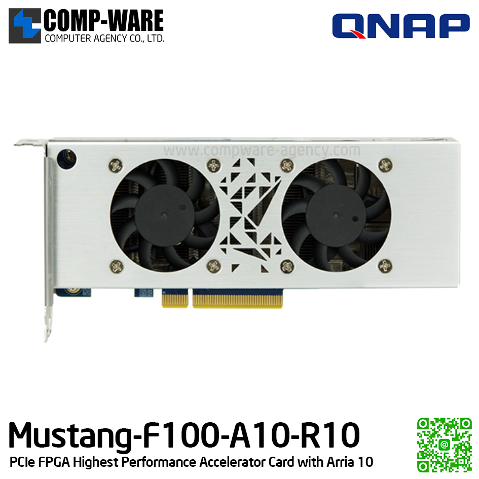 QNAP Mustang-F100-A10-R10 PCIe FPGA Highest Performance Accelerator Card with Arria 10 1150GX support DDR4 2400Hz 8GB, PCIe Gen3 x8 interface - Spare Part