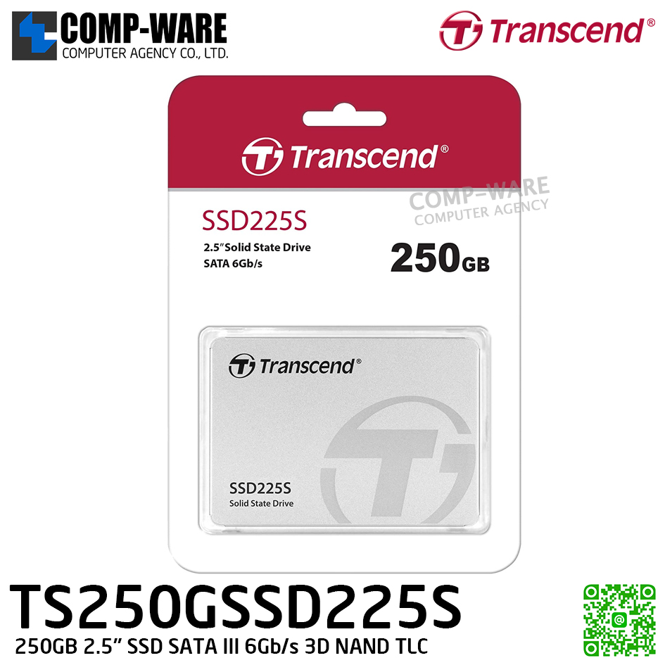 Transcend SSD225S 250GB 2.5" SSD SATA III 6Gb/s 3D NAND TLC - TS250GSSD225S - 3Y Warranty