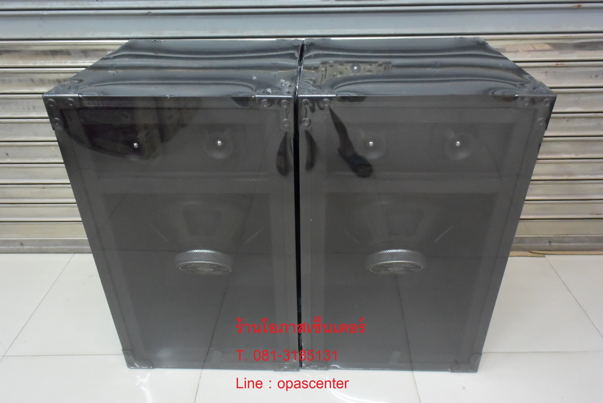 ตู้ลำโพง MK Music สีดำ (ดอกคว่ำ 15 นิ้ว 500 w) 1 คู่ ของใหม่ ขนาด 50*50*81 cm ตะแกรงผ้า