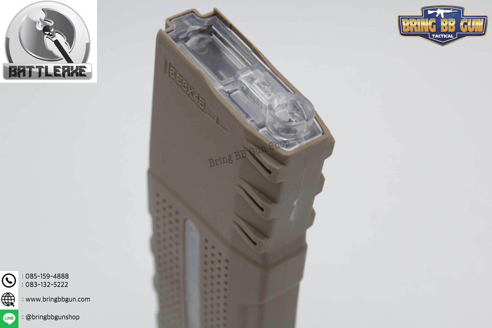 แม็กกาซีน M4 ยี่ห้อ Battle Axe แบบปั่น มี4ทรงให้เลือก ทรง P-mag(P-mag Hi-cap magazine) ทรง EPM(EPM Hi-cap magazine) ทรง 002(002 Hi-cap magazine) ทรง IMI Lancer(IMI Lancer Hi-cap magazine)