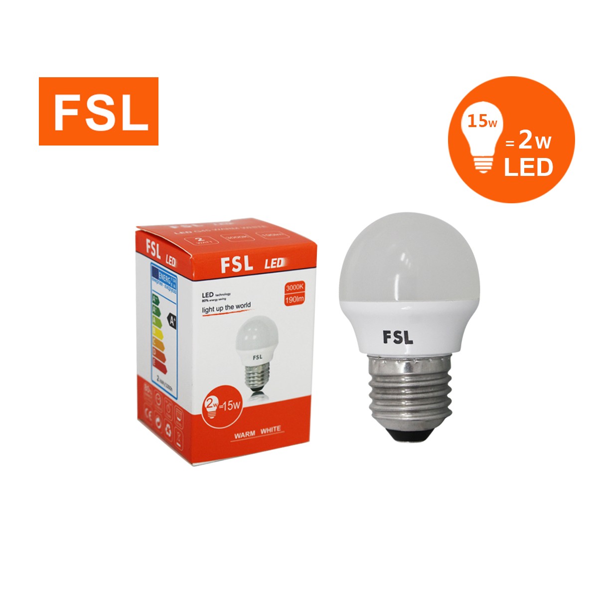 หลอดปิงปอง แสงวอร์มไวท์ FSL-BLUB-2W-WARM-WHITE