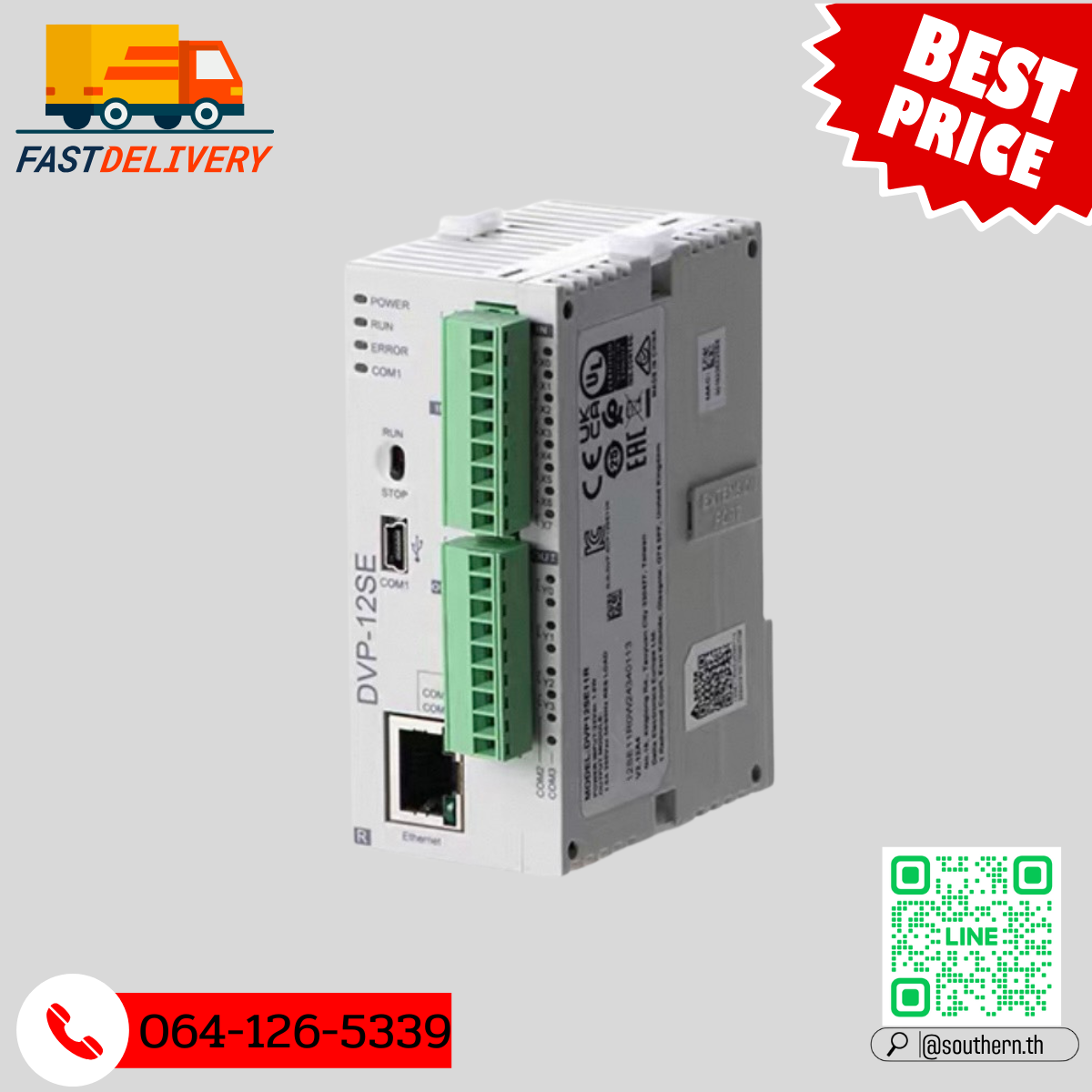 Delta PLC DVP12SE11R 8I/4O ,Ethernet 24V (Relay)