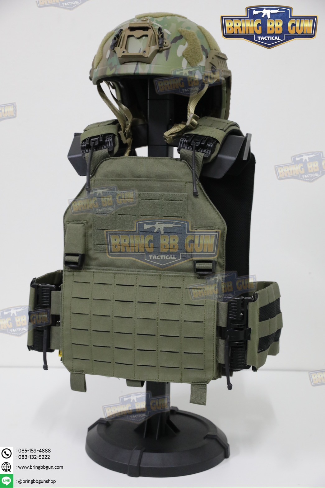 แท่นวางหมวก-เสื้อเวส-เข็มขัด (เสาแขวนหมวก-เสื้อเวส-เข็มขัด) (ที่แขวนอเนกประสงค์) (Equipment Display Stand)