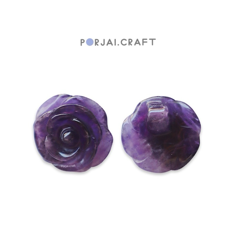 Amethyst Rose Shank Button Bead ลูกปัดดอกกุหลาบอเมทิสต์ 30mm
