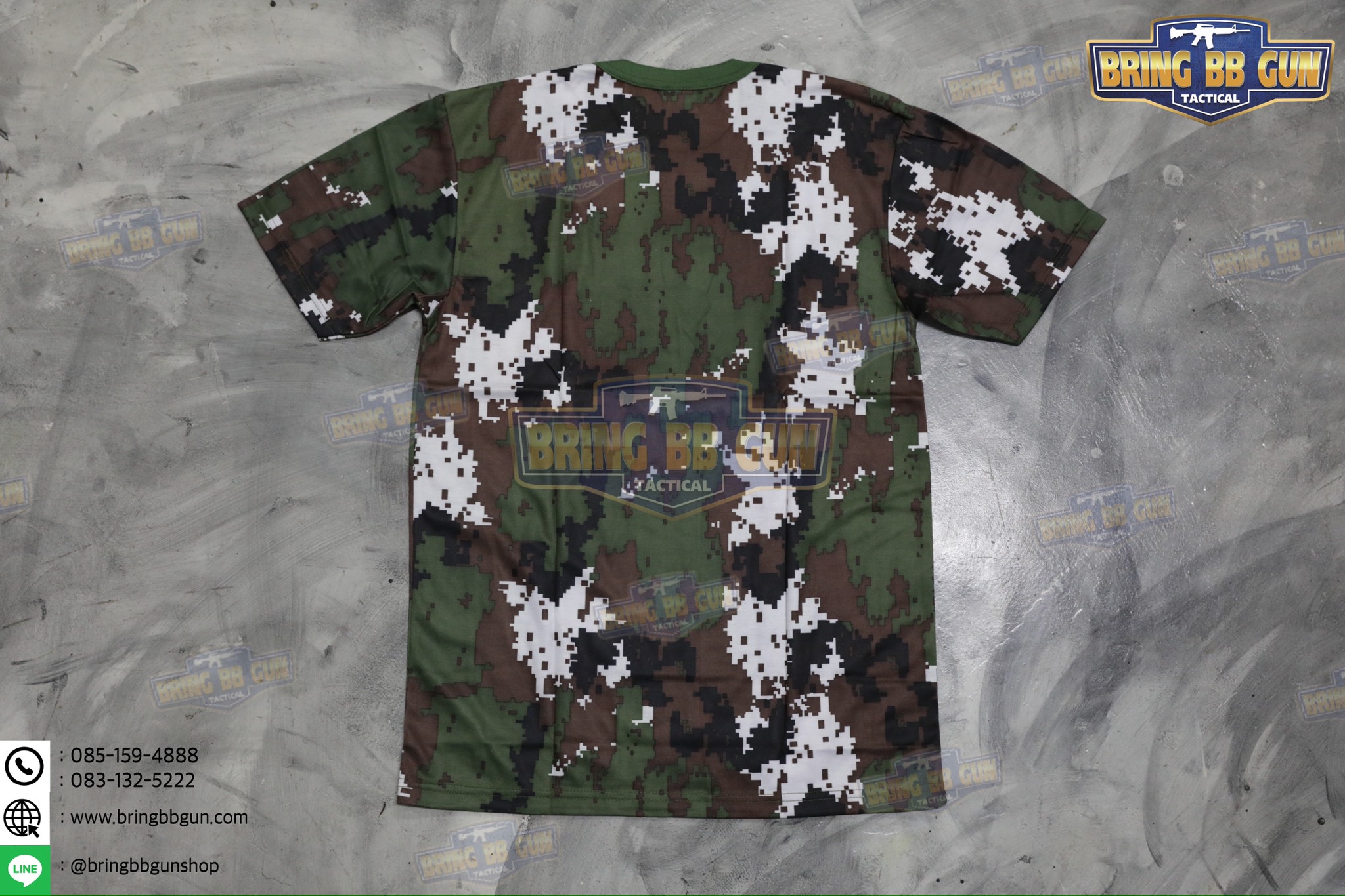 เสื้อยืดคอกลมลายพราง พิมพ์ลาย3D ผ้า TC