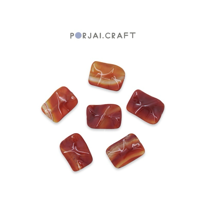 Waved Rectangle Carnelian Bead ลูกปัดคาร์เนเลี่ยน 30mm