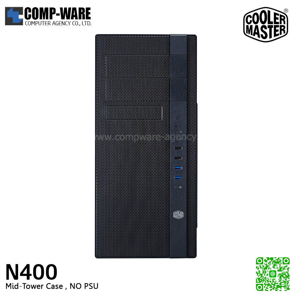 CoolerMaster N400 (N-Series) Mid-tower chassis , No Power Supply - NSE-400-KWN2
