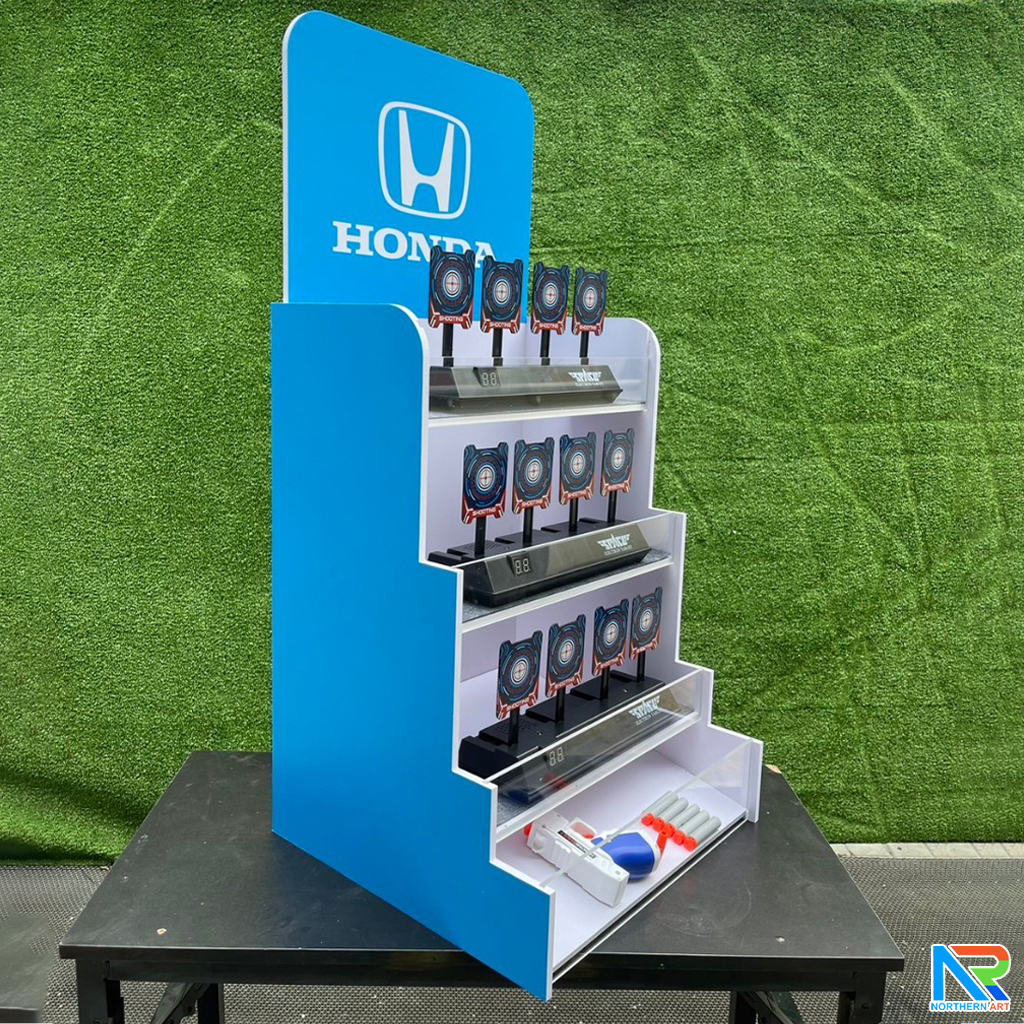 เช่าเกมส์ยิงเป้านิ่ง ตั้งโต๊ะ ขนาด (W)40 x (D)40 x (H)90 cm. พร้อมเป้านิ่ง 4 แผ่น 3 ชุด และปืนกระสุนโฟม 1 กระบอก