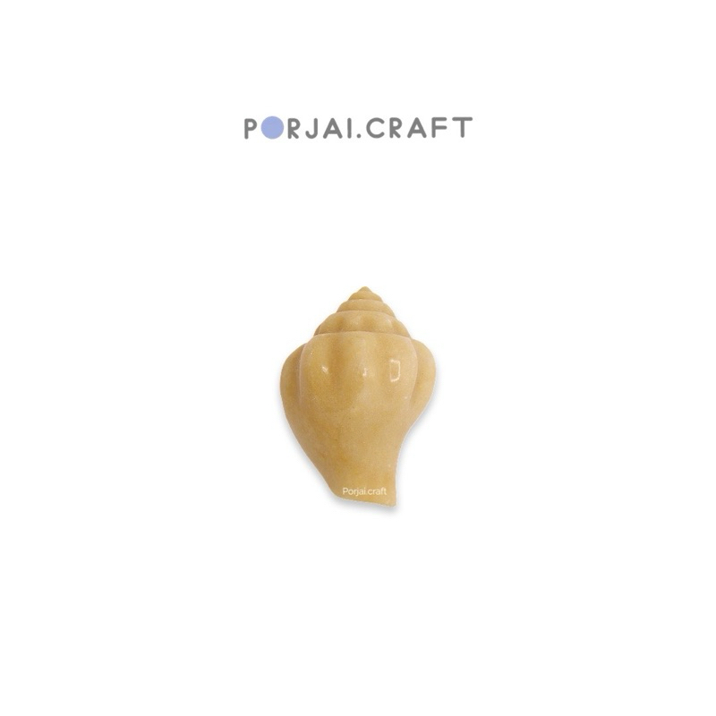 Yellow Jasper Conch Shell Carving แจสเปอร์สีเหลืองแกะสลักรูปหอย 35mm