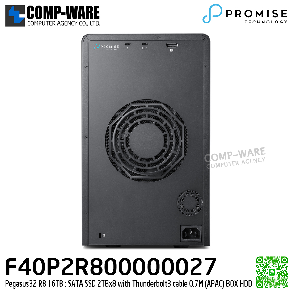 Promise Pegasus32 R8 16TB SSD (2TB SATA SSD x8) with Thunderbolt3 cable 0.7M (APAC) BOX HDD รับประกัน 3ปี - F40P2R800000027
