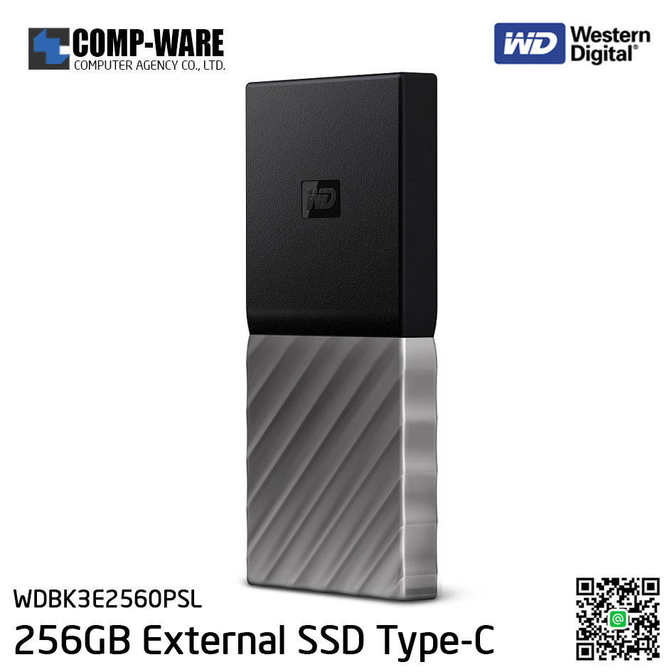 WD 256GB MY PASSPORT SSD Portable Storage - USB 3.1 (Type-C) - Black-Gray - WDBK3E2560PSL