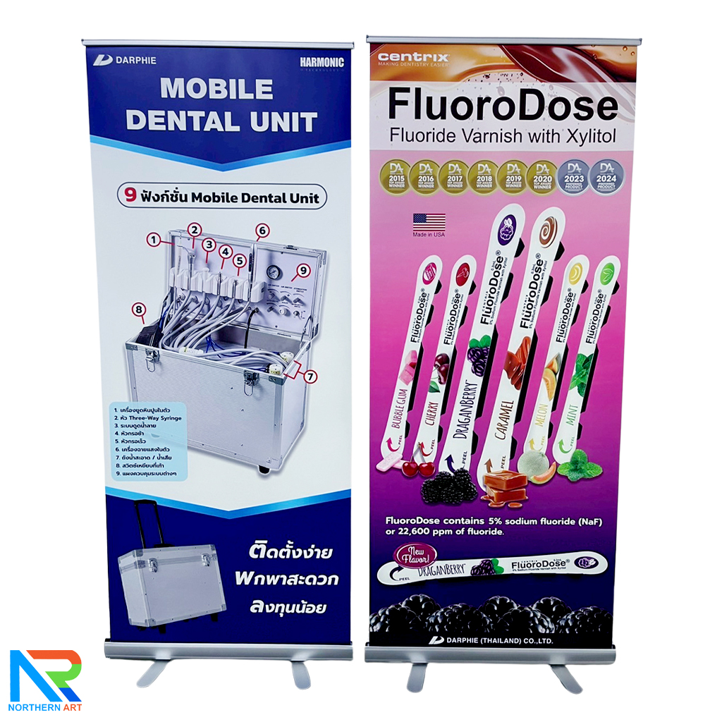 ROLL UP GRADE A โรลอัพ ขนาด 85x200 ซม.โครงสร้างอะลูมิเนียมอย่างดี แข็งแรง ทนทาน ม้วนเก็บได้ พกพาสะดวก