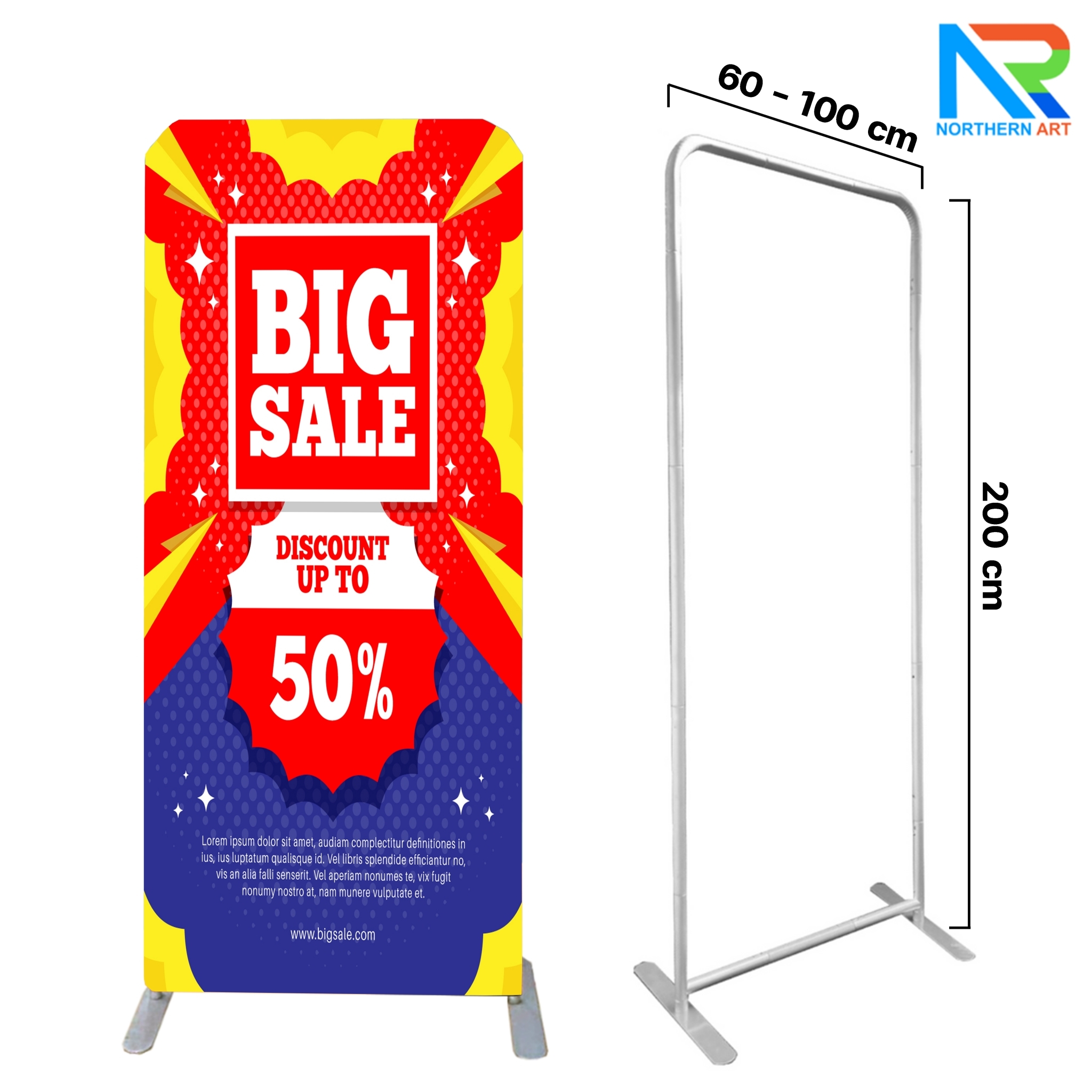 แบคดรอปผ้า Fabric Backdrop รุ่นตรง ขนาด (H)200 x (W)60-100 cm. โครงอะลูมิเนียม ถอดประกอบได้ แถมฟรี! กระเป๋าใส่อุปกรณ์ 1 ใบ