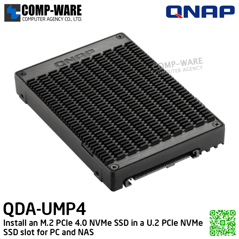 QNAP QDA-UMP4 Install an M.2 PCIe 4.0 NVMe SSD in a U.2 PCIe NVMe SSD slot for PC and NAS - Spare Part - 1Y Warranty