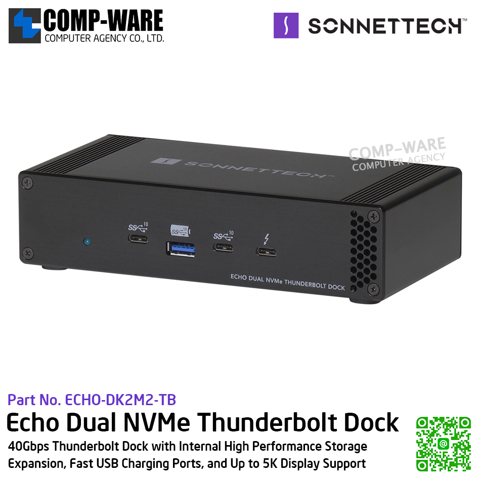 Sonnet Echo Dual NVMe Thunderbolt Dock 40Gbps Thunderbolt Dock with Internal High Performance Storage Expansion [ECHO-DK2M2-TB] รับประกัน 1 ปี