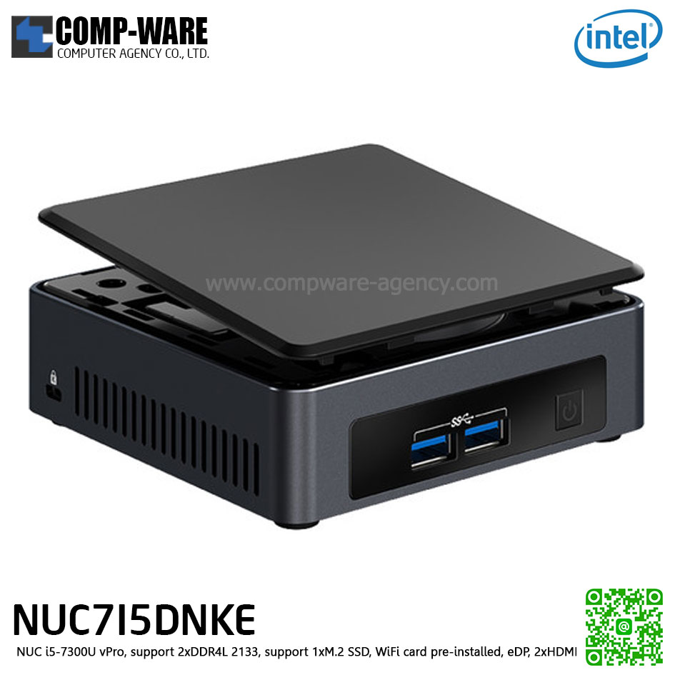 Intel NUC7I5DNKE Mini PC NUC Tall Kit - NUC i5-7300U vPro, support 2xDDR4L 2133, support 1xM.2 SSD, WiFi card pre-installed, eDP, 2xHDMI BLKNUC7I5DNK1E