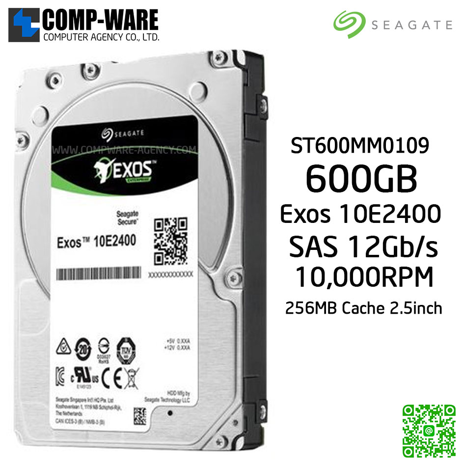 Seagate Exos 10E2400 600GB 10,000RPM 256MB Cache SAS 12Gb/s 2.5 Inch 512E / 4K SED HDD Enterprise, 5 Years warranty - ST600MM0109