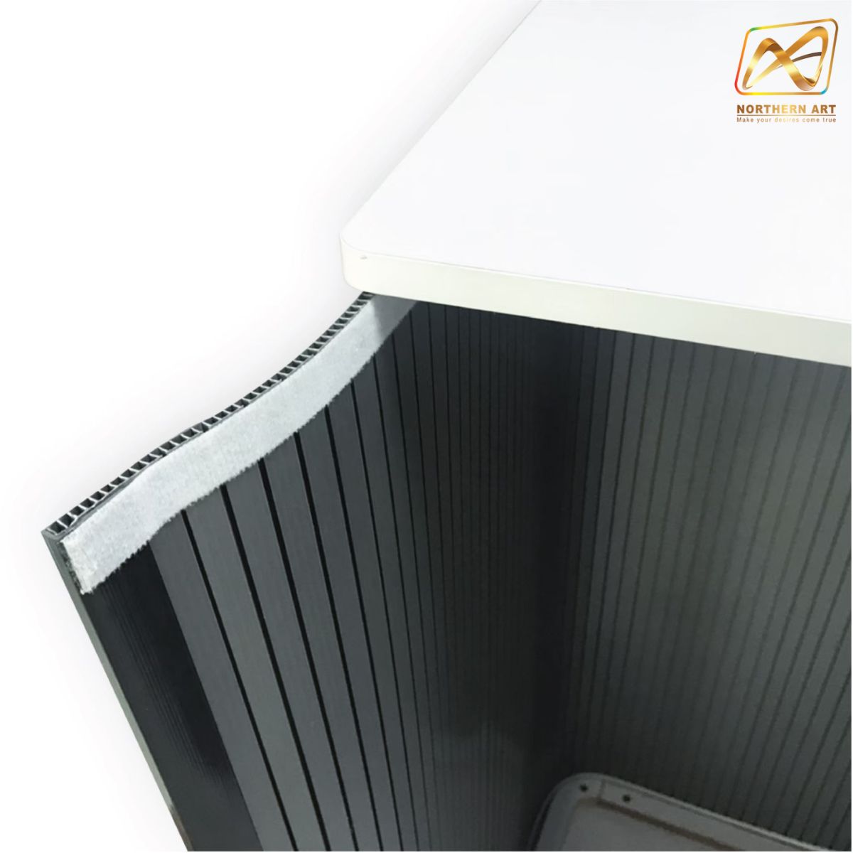 เคาน์เตอร์ออกบูธ ทรงเหลี่ยม ขนาดTOP 40x80 ซม. ถอดประกอบได้ เคลื่อนย้ายสะดวก พร้อมกระเป๋า 1 ใบ