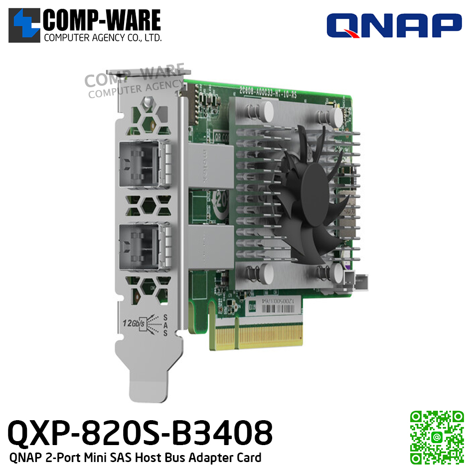 QNAP QXP-820S-B3408 2-Port Mini SAS Host Bus Adapter Card (3Y Warranty)