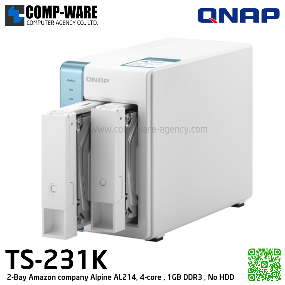 QNAP NAS (2-Bay) TS-231K (1GB DDR3 RAM) Annapurna Labs Quad-Core , No HDD // 2Y Warranty