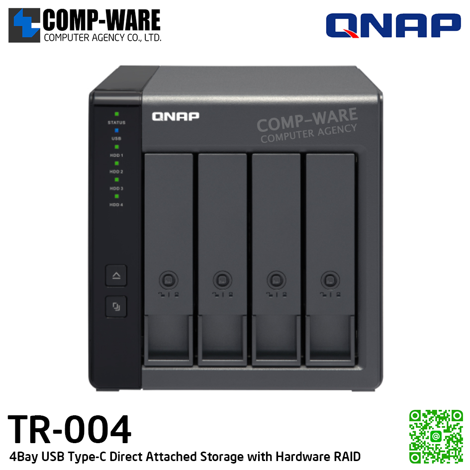 QNAP (Tower 4-Bay) TR-004 / 4 x 2.5"/3.5" SATA 6Gbps / 65W Adapter / 2Y Warranty / No HDD - Expansion Enclosure