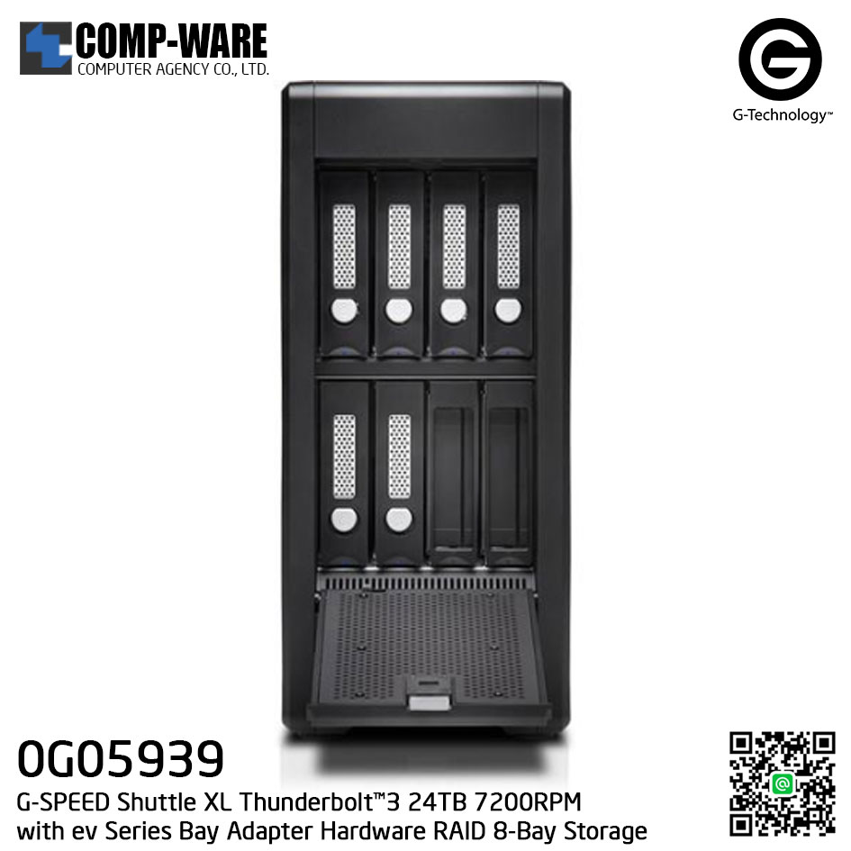G-Technology G-SPEED Shuttle XL Thunderbolt™3 24TB 7200RPM with ev Series Bay Adapter Hardware RAID 8-Bay Storage Solution - 0G05939