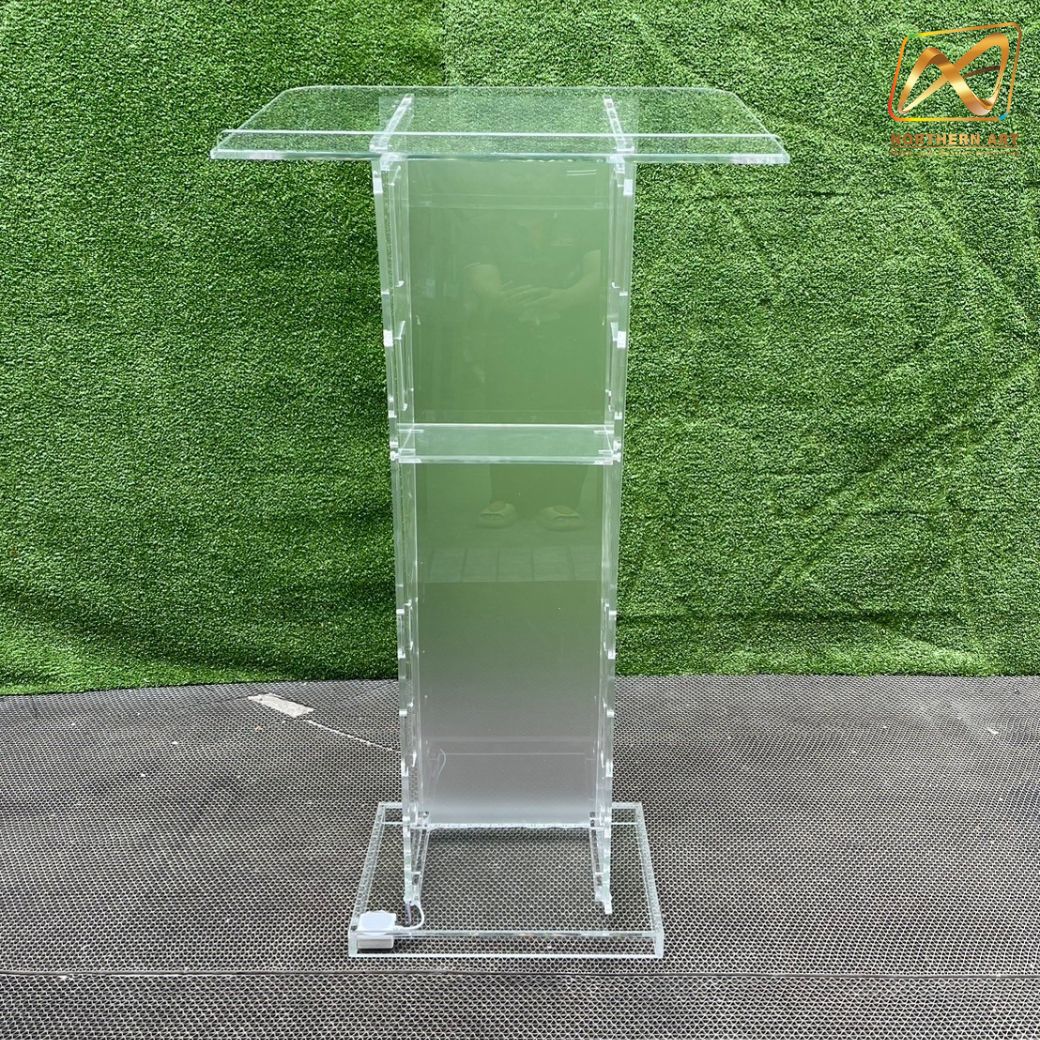 โพเดียม อะคริลิค เรืองแสงLED เปลี่ยนสีได้ พร้อมรีโมท ขนาด 60x40x114 cm.