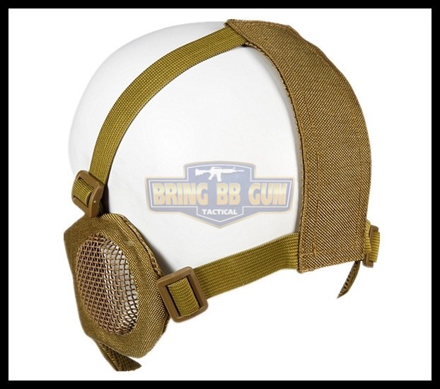 หน้ากากตะแกรงครึ่งหน้า รุ่นแก้มผ้ามีที่ปิดหู