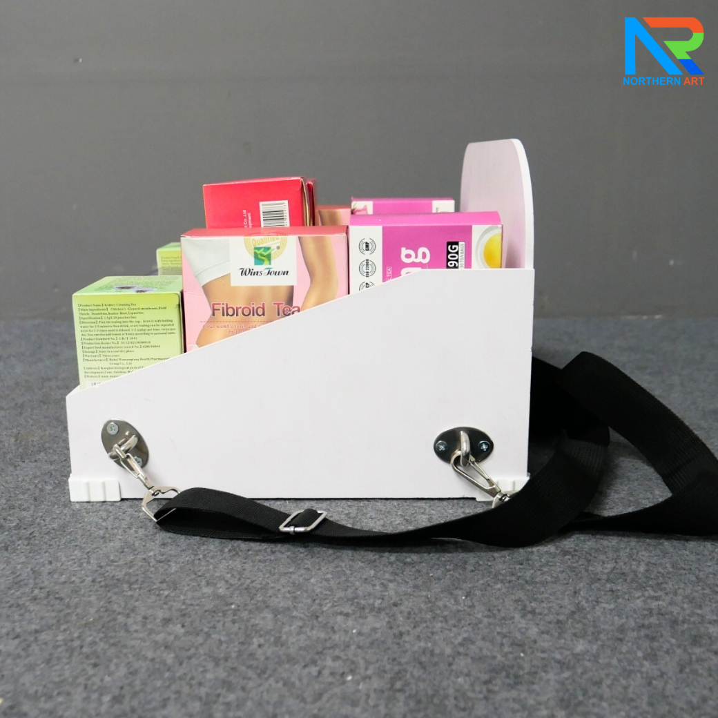 SAMPLING MOBILE TRAY ถาดแจกเคลื่อนที่ ขนาด (W)40 x (D)30 x (H)23 cm. พร้อมสายคล้องคอ