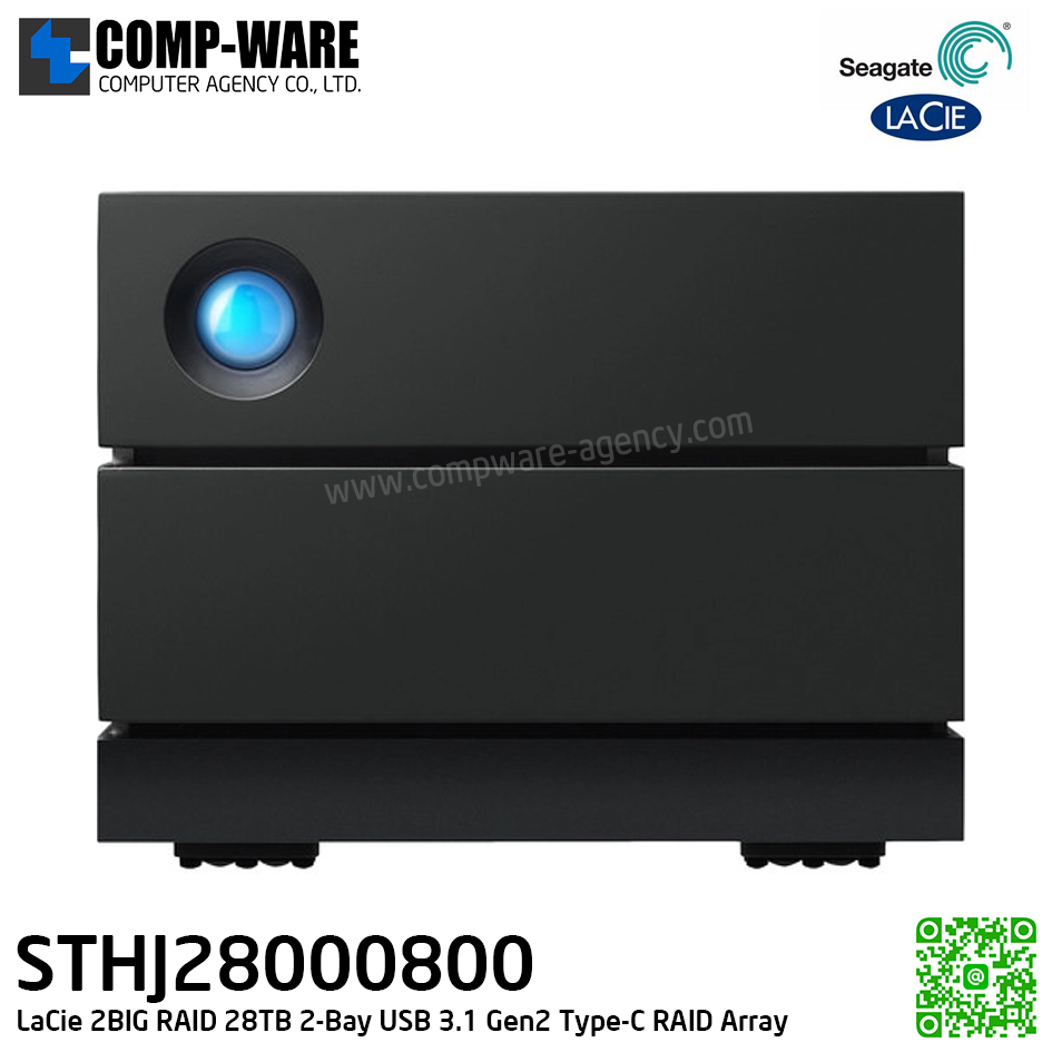 Seagate LaCie 2BIG RAID 28TB 2-Bay USB 3.1 Gen2 Type-C RAID Array With Rescue Data Recovery Service - STHJ28000800