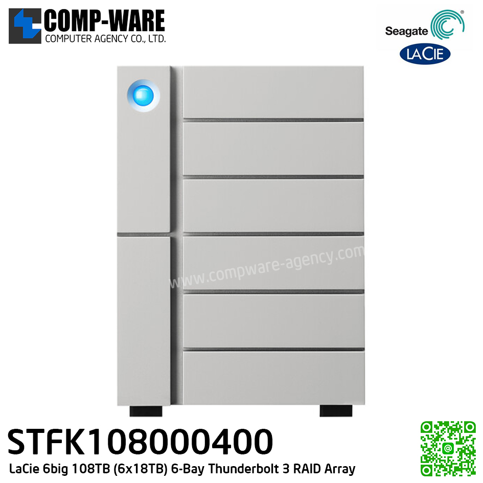 Seagate LaCie 6big 108TB 6-Bay Thunderbolt 3 RAID Array (6 x 18TB) STFK108000400 (New) รับประกัน 3 ปี // ขั้นต่ำในการสั่ง MOQ = 1