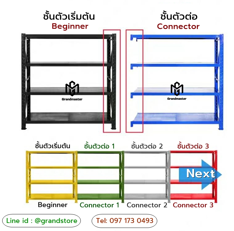 Micro Rack Quadruple (ชั้น4ล็อก) 800x200x60cm. สีทูโทน ส้มน้ำเงิน