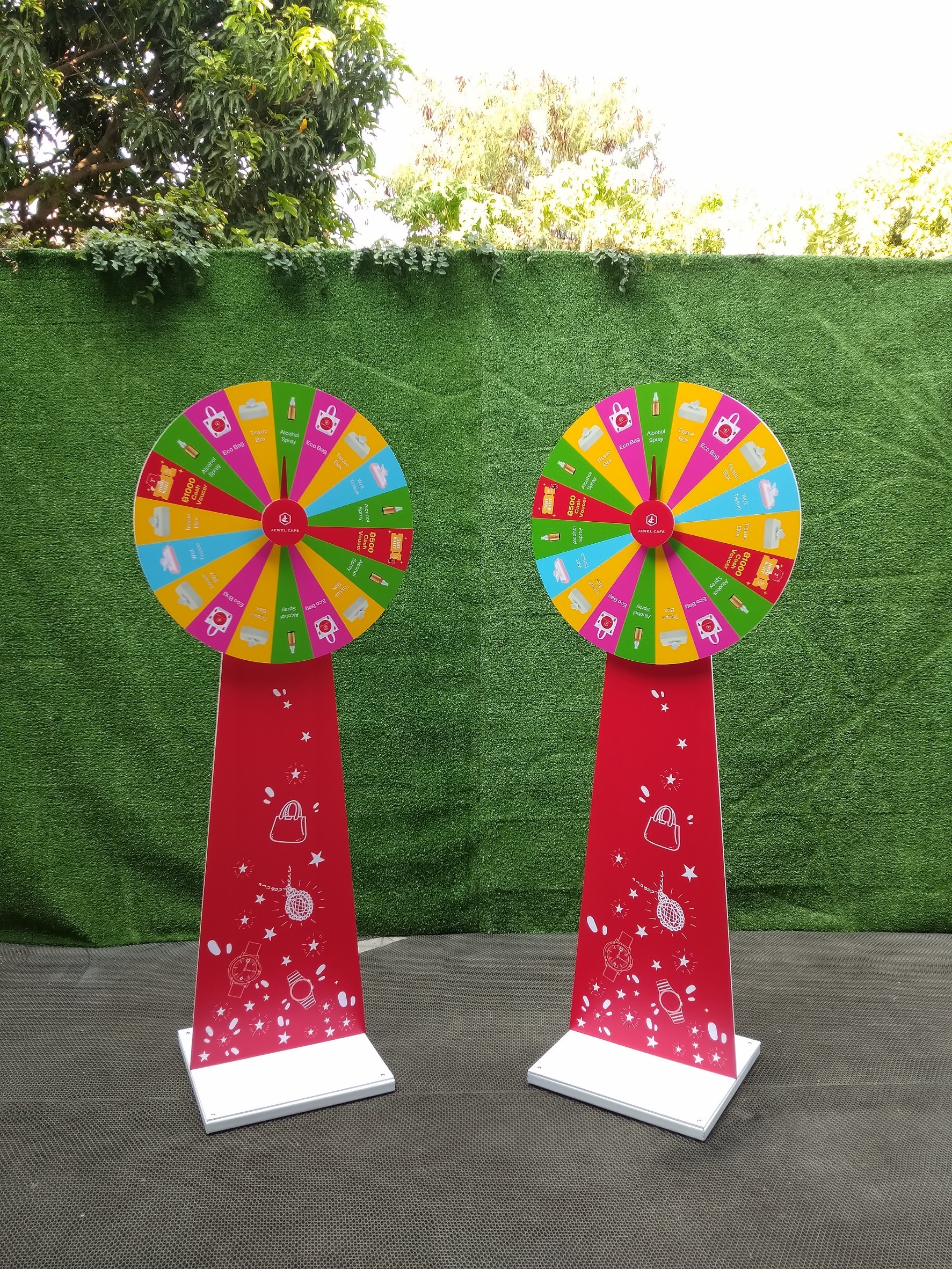 เช่าเกมส์วงล้อตั้งพื้น รุ่นเหล็ก ขนาดวงล้อ 60 ซม. สูง 165 cm. ถอดประกอบได้