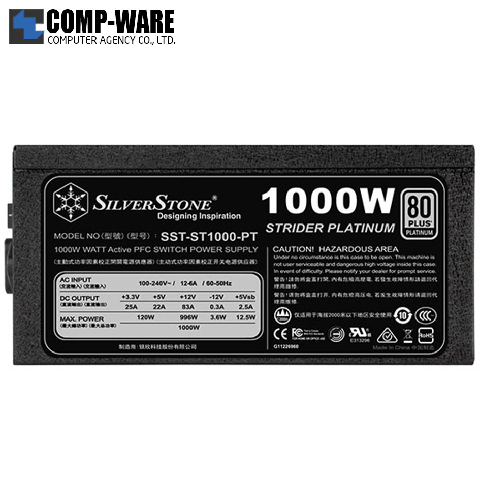 SilverStone Strider ST1000-PT 1000Watt 80Plus Platinum ATX Power Supply