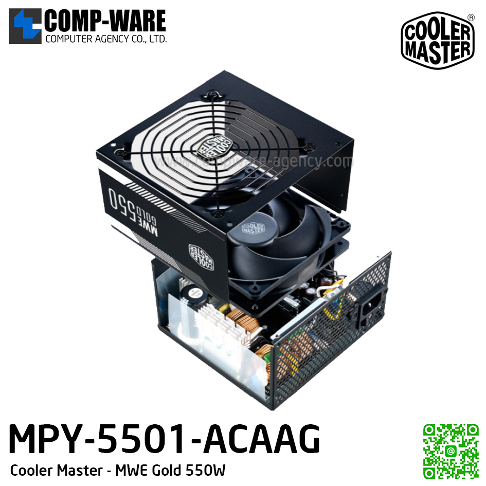 Cooler Master PSU MWE Gold 550W, Fix Cable, 80 Plus Gold, รับประกัน 5ปี MPY-5501-ACAAG