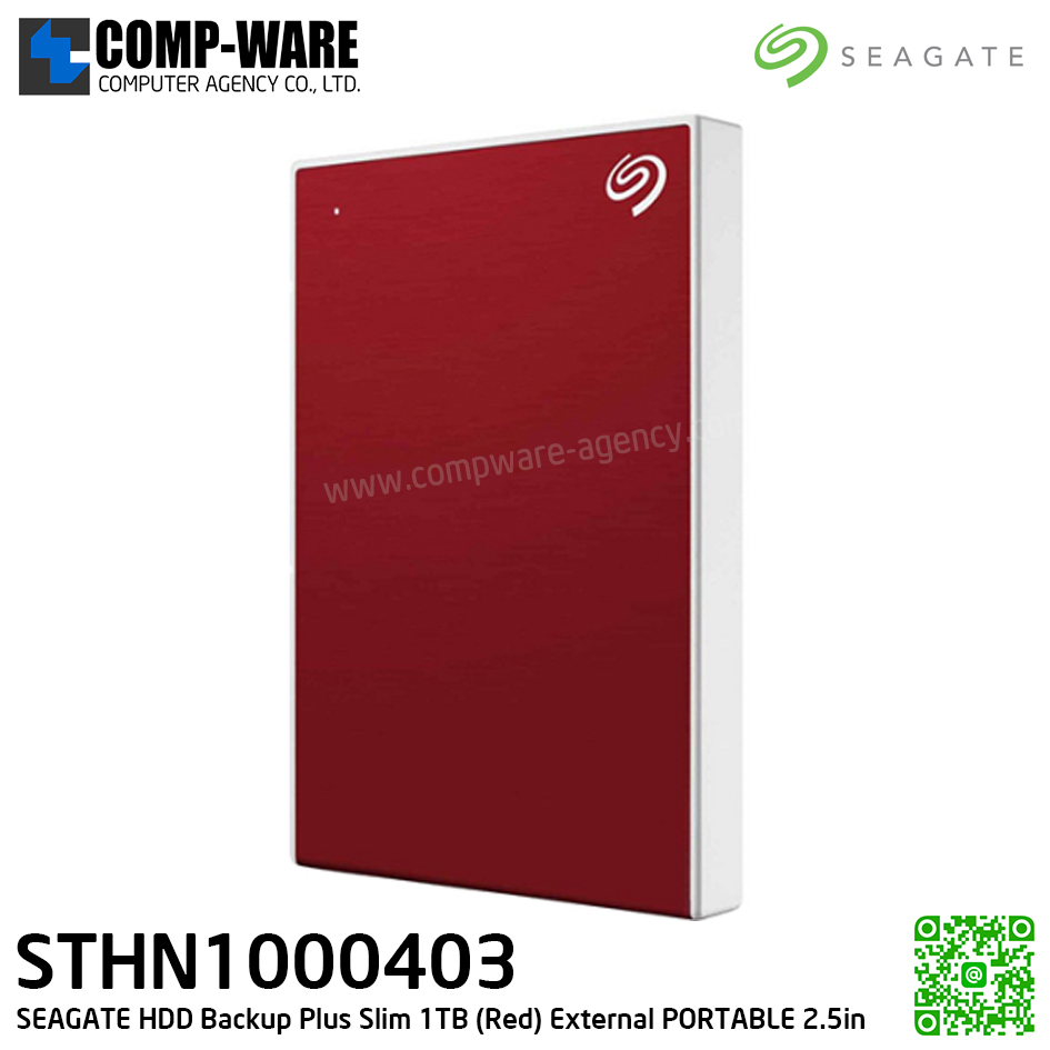 SEAGATE HDD Backup Plus Slim 1TB (Red) External HDD PORTABLE 2.5" - STHN1000403