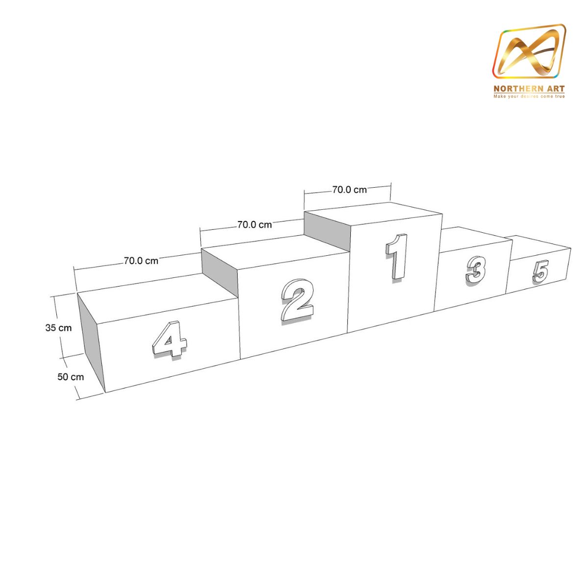 เช่าแท่นยืนรับรางวัล 1-2-3-4-5 (W)350 x (D)50 x (H)20-70 cm. พร้อมบริการรับ-ส่ง กทม.และปริมณฑล