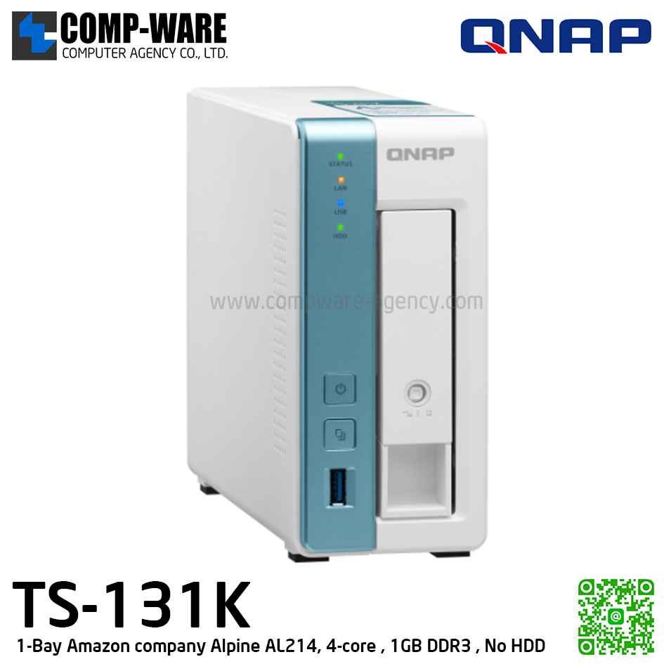 QNAP NAS (1-Bay) TS-131K (1GB DDR3 RAM) AnnapurnaLabs Quad-Core , No HDD // 2Y Warranty