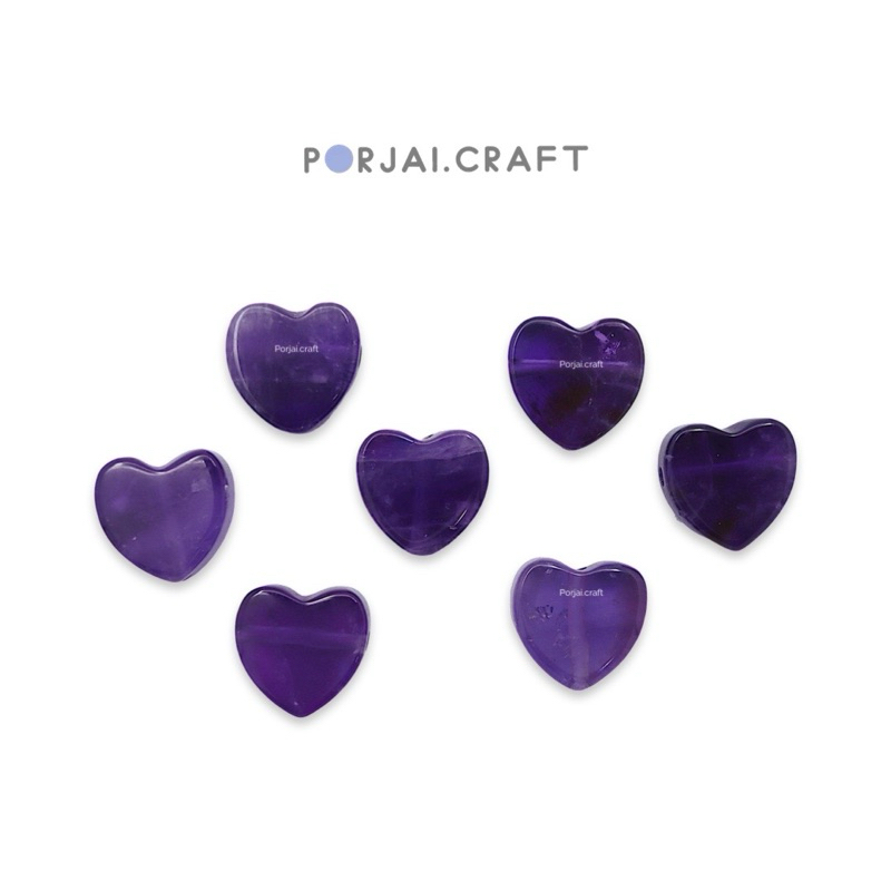 Amethyst Mini Heart Bead ลูกปัดอเมทิสต์หัวใจ 10mm