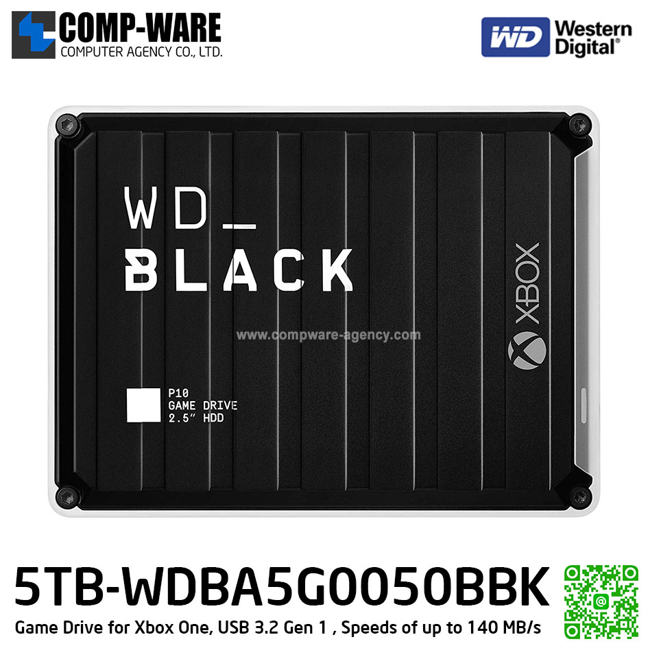 WD Black P10 Game Drive for Xbox One, 5TB, USB 3.2 Gen 1, 2.5inch , Speeds of up to 140 MB/s ( WDBA5G0050BBK-WESN )