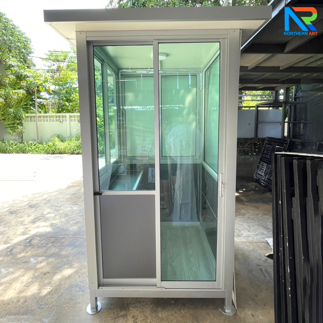 ป้อมยามสำเร็จรูป รุ่น COMPOSITE ขนาด 1.20x1.20 ม.โครงสร้างเหล็ก ผนังคอมโพสิทหนา 4 มม.(เลือกสีได้) ประตู-หน้าต่าง อลูมิเนียมสีเงิน