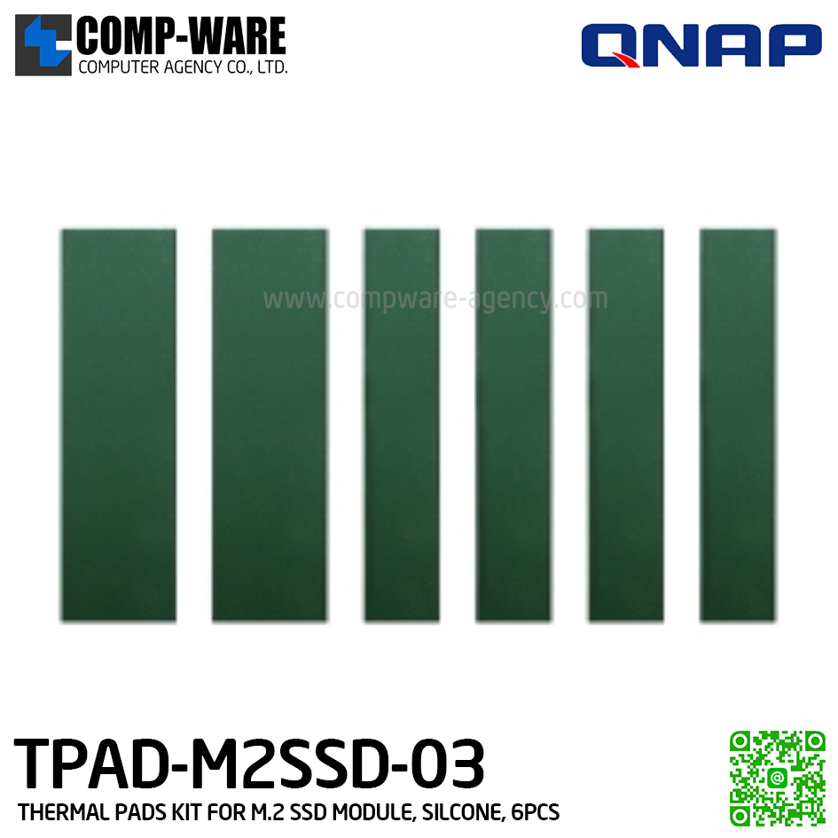 QNAP TPAD-M2SSD-03 Thermal pads kit for M.2 SSD module, silcone, 68x21x1.5mm and 68x15x1.5mm, 6pcs. - Spare Part