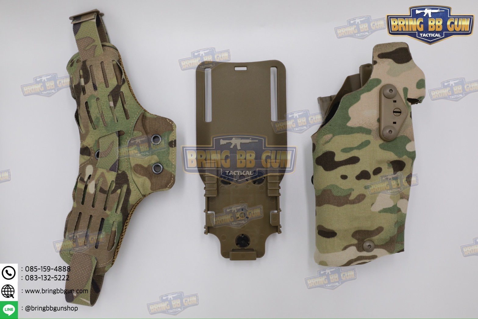 ซองปืน 6354DO Ver. 2 (ซอง6354+สายรัดต้นขาแบบนวม) ซองปืนพกนอกปลดนิ้วโป้ง + ช่องไฟฉาย (ซองปืน 6354DO) (6354 DO) (Glock 17/18/19 + X300) (P320 + X300)