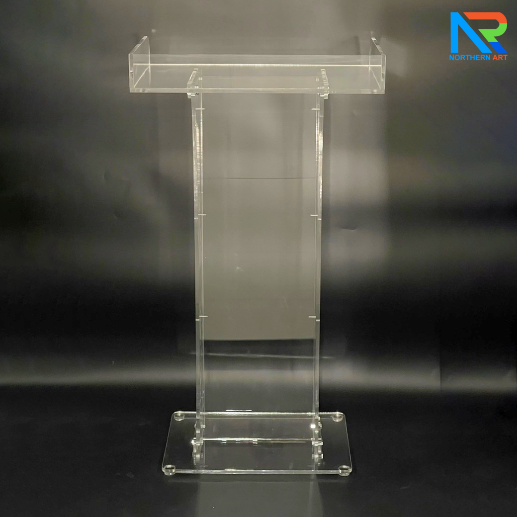 โพเดียม อะคริลิคใส ขนาด(W)60 x (L)42 x (H)109 cm. TOP ตรงพร้อมกันตก 3 ด้าน วัสดุอะคริลิคใส หนา 9.5 มม.